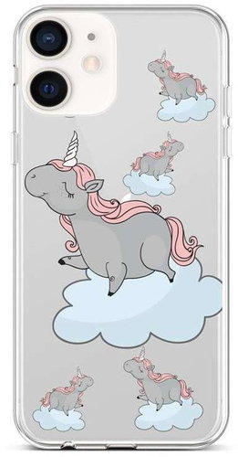 TopQ iPhone 12 mini silicone Grey Unicorns 53448 - Phone Cover - Main image