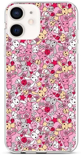 TopQ iPhone 12 mini silicone Pink Bunnies 53446 - Phone Cover - Main image