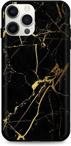TopQ LUXURY iPhone 12 Pro Max Solid Marble Black and Gold 53576 - Phone Cover - Main image