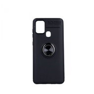 TopQ Samsung A21s silicone black with black ring 53827 - Phone Cover