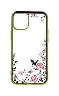 TopQ iPhone 12 mini silicone gold with pink flowers 53725 - Phone Case