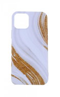 TopQ iPhone 12 silicone Marble white-gold 54843 - Phone Cover