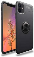 TopQ iPhone 12 silicone black with black ring 55226 - Phone Cover