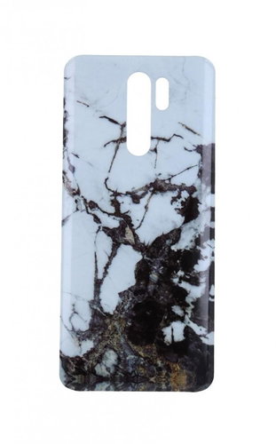 TopQ Xiaomi Redmi 9 silicone Marble Glitter white-black 57310 - Phone Cover - Main image