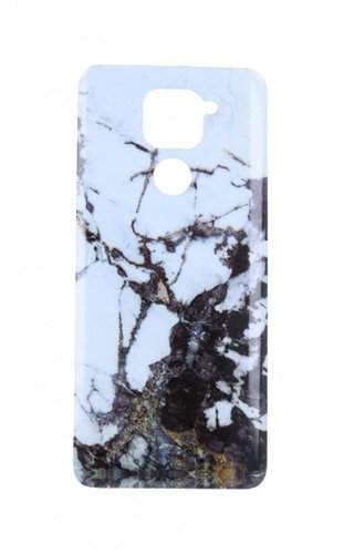 TopQ Xiaomi Redmi Note 9 silicone Marble Glitter white-black 57304 - Phone Cover - Main image