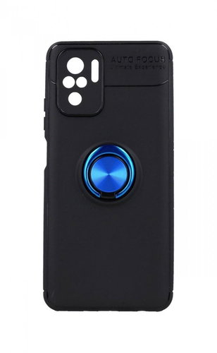 TopQ Xiaomi Redmi Note 10 silicone black with blue ring 58845 - Phone Cover - Main image