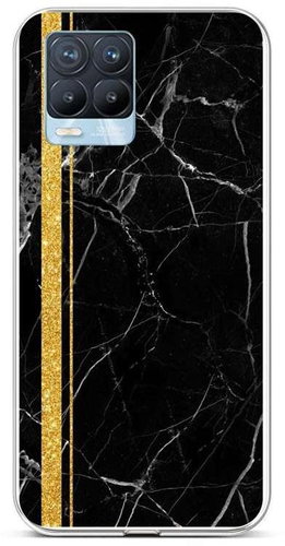 TopQ STYLE Realme 8 Pro Silicone Marble Black-Gold 58571 - Phone Cover - Main image