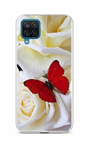 TopQ Samsung A12 Silicone Red Butterfly 58591 - Phone Cover - Main image