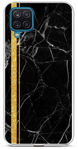TopQ STYLE Samsung A12 silicone Marble black-gold 58577 - Phone Cover - Main image