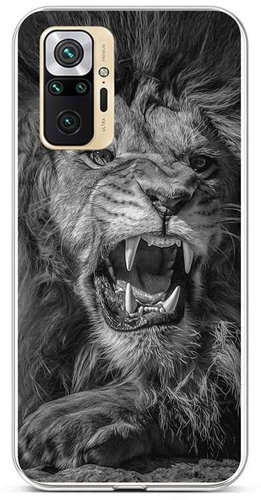 TopQ Xiaomi Redmi Note 10 Pro silicone Black and white lion 59644 - Phone Cover - Main image