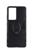 TopQ Samsung S21 Ultra Durable Black with Ring 60323 - Phone Cover