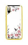 TopQ Xiaomi Redmi 9A silicone gold with pink flowers 52153 - Phone Cover
