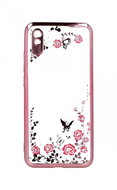 TopQ Xiaomi Redmi 9A silicone pink with pink flowers 52152 - Phone Cover