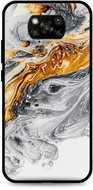 TopQ LUXURY Xiaomi Poco X3 solid Marble grey-gold 60734 - Phone Cover