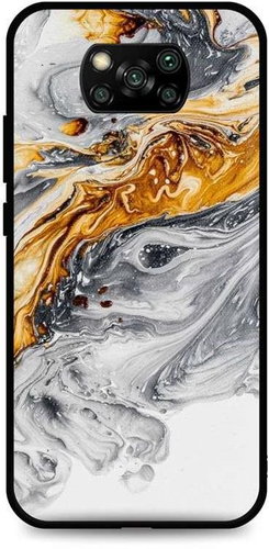 TopQ LUXURY Xiaomi Poco X3 solid Marble grey-gold 60734 - Phone Cover - Main image