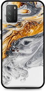 TopQ LUXURY Xiaomi Poco M3 solid Marble grey-gold 60665 - Phone Cover