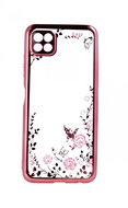TopQ Samsung A22 5G silicone pink with pink flowers 60412 - Phone Cover
