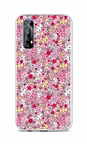 TopQ Realme 7 silicone Pink Bunnies 62042 - Phone Cover - Main image