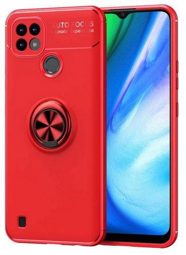 TopQ Realme C21 silicone red with red ring 61732 - Phone Cover - Main image