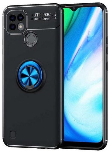 TopQ Realme C21 silicone black with blue ring 61729 - Phone Cover - Main image