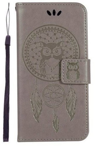 TopQ iPhone SE 2020 booklet Dreamcatcher with owl grey 49904 - Phone Case - Main image