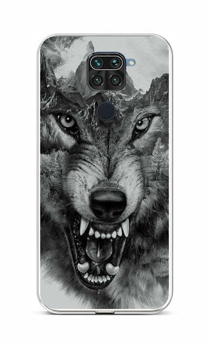 TopQ Xiaomi Redmi Note 9 silicone Black and white wolf 58955 - Phone Cover - Main image