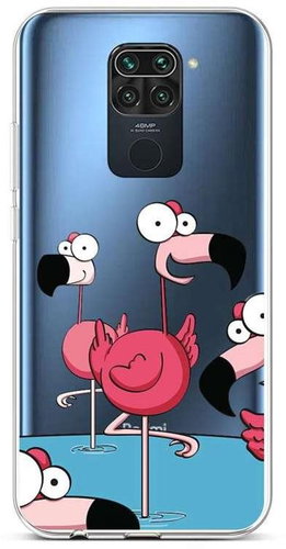 TopQ Xiaomi Redmi Note 9 silicone Cartoon Flamingos 52430 - Phone Cover - Main image
