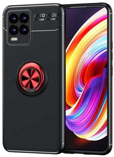TopQ Realme 8 silicone black with red ring 61651 - Phone Cover - Main image