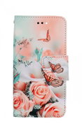 TopQ iPhone SE 2020 booklet Rose with butterfly 62576 - Phone Case