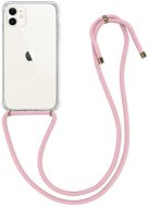 TopQ iPhone 11 silikón s ružovou šnúrkou priehľadný 49694 - Kryt na mobil