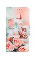 TopQ iPhone 11 knižkové Ruža s motýľom 63786 - Puzdro na mobil
