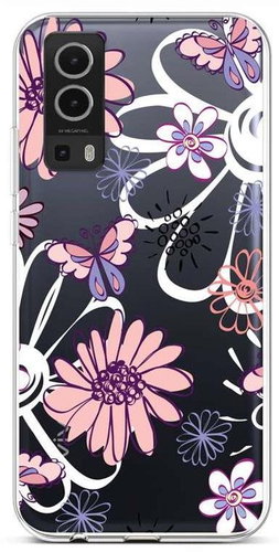 TopQ Vivo Y52 5G Silicone Flowers 64217 - Phone Cover - Main image