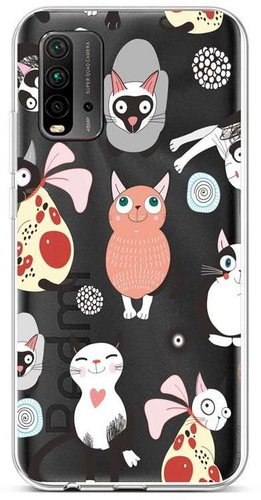 TopQ Xiaomi Redmi 9T silicone Cats 2 65119 - Phone Cover - Main image