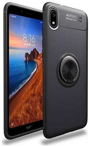 TopQ Xiaomi Redmi 9A silicone black with black ring 52169 - Phone Cover - Main image