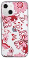 TopQ iPhone 13 mini silikón Pink Butterfly 64730 - Kryt na mobil