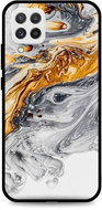 TopQ LUXURY Samsung A22 solid Marble grey-gold 65335 - Phone Cover