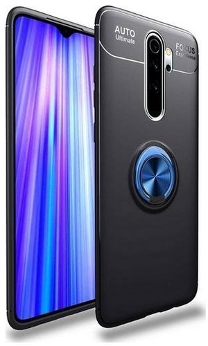 TopQ Xiaomi Redmi 9 silicone black with blue ring 52731 - Phone Cover - Main image