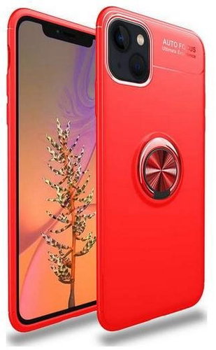 TopQ iPhone 13 mini silicone red with red ring 65539 - Phone Cover - Main image