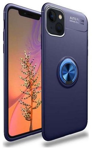 TopQ iPhone 13 mini silicone blue with blue ring 65538 - Phone Cover - Main image
