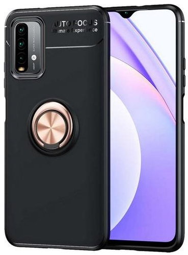 TopQ Xiaomi Redmi 9T silicone black with copper ring 65540 - Phone Cover - Main image