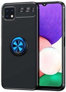 TopQ Samsung A22 5G silicone black with blue ring 65447 - Phone Cover