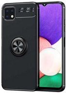 TopQ Samsung A22 5G silicone black with black ring 65446 - Phone Cover
