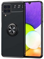 TopQ Samsung A22 silicone black with black ring 65428 - Phone Cover