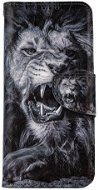 TopQ Samsung A22 booklet Black and white lion 66268 - Phone Case