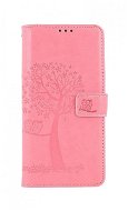 TopQ Samsung A22 knižkové Svetlo ružové strom sovičky 66295 - Puzdro na mobil