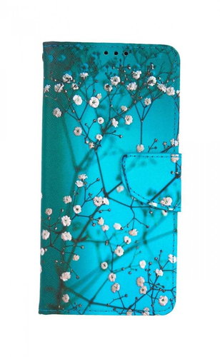 TopQ Vivo Y70 book Blue with flowers 57093 - Phone Case - Main image