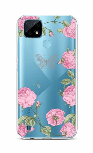 TopQ Realme C21 Silicone Peonies 66832 - Phone Cover - Main image