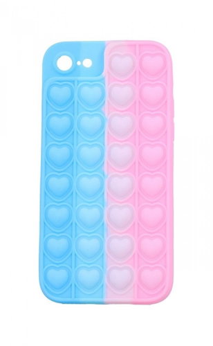 TopQ Heart Pop It iPhone SE 2020 Silicone Blue-Pink 67977 - Phone Cover - Main image