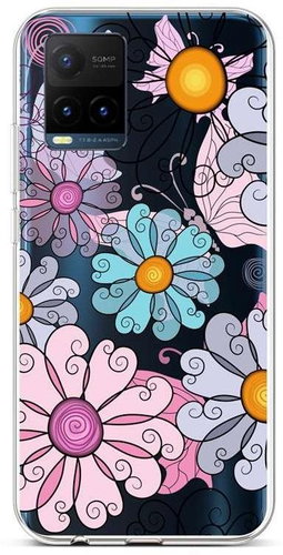 TopQ Vivo Y21s Silicone Colorful Daisy 68422 - Phone Cover - Main image