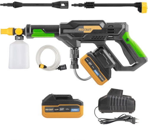 PROCRAFT CW20 Cordless Pressure Washer 30bar Set (1×4Ah) - Magasnyomású mosó - Fő fotó